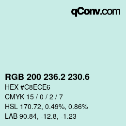 カラーコード: RGB 200 236.2 230.6 | qconv.com