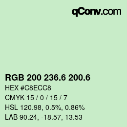 カラーコード: RGB 200 236.6 200.6 | qconv.com