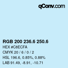 カラーコード: RGB 200 236.6 250.6 | qconv.com