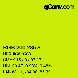 Color code: RGB 200 236 8 | qconv.com