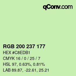 颜色代码: RGB 200 237 177 | qconv.com