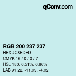 Color code: RGB 200 237 237 | qconv.com