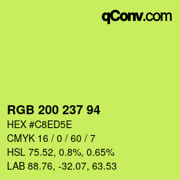 Color code: RGB 200 237 94 | qconv.com