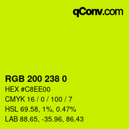 颜色代码: RGB 200 238 0 | qconv.com