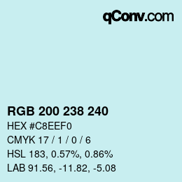 Código de color: RGB 200 238 240 | qconv.com