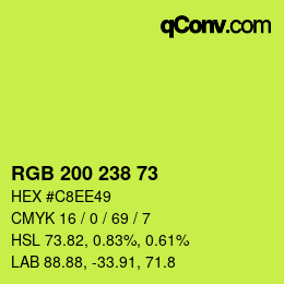 颜色代码: RGB 200 238 73 | qconv.com
