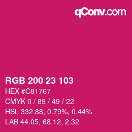 Color code: RGB 200 23 103 | qconv.com