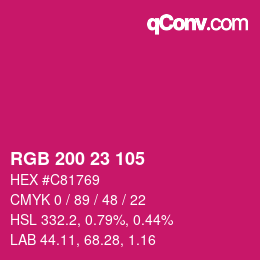 Color code: RGB 200 23 105 | qconv.com