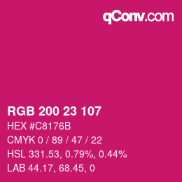 Color code: RGB 200 23 107 | qconv.com