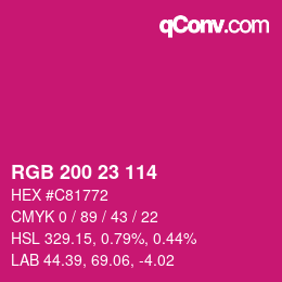 カラーコード: RGB 200 23 114 | qconv.com