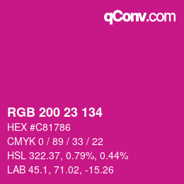 Color code: RGB 200 23 134 | qconv.com
