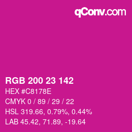 Color code: RGB 200 23 142 | qconv.com
