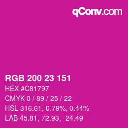 Color code: RGB 200 23 151 | qconv.com