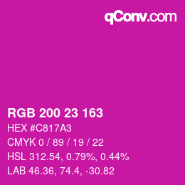 Color code: RGB 200 23 163 | qconv.com