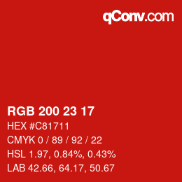 Color code: RGB 200 23 17 | qconv.com