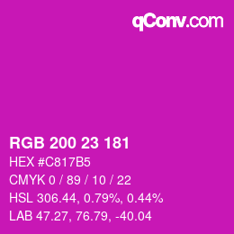 カラーコード: RGB 200 23 181 | qconv.com