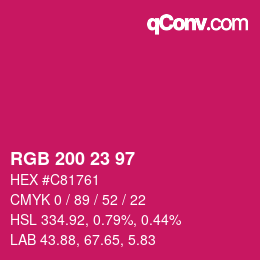 Color code: RGB 200 23 97 | qconv.com