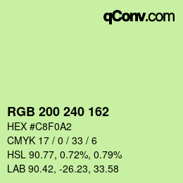 Color code: RGB 200 240 162 | qconv.com