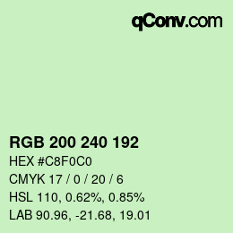 Color code: RGB 200 240 192 | qconv.com