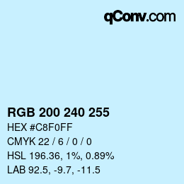 Color code: RGB 200 240 255 | qconv.com