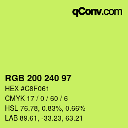 Color code: RGB 200 240 97 | qconv.com