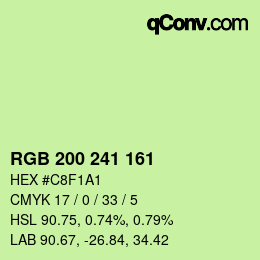 Color code: RGB 200 241 161 | qconv.com