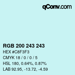 Farbcode: RGB 200 243 243 | qconv.com