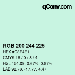 Color code: RGB 200 244 225 | qconv.com
