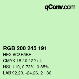 Código de color: RGB 200 245 191 | qconv.com