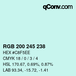 颜色代码: RGB 200 245 238 | qconv.com