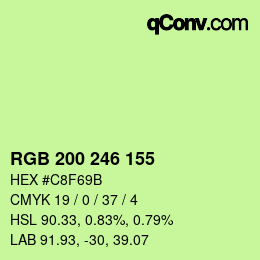 カラーコード: RGB 200 246 155 | qconv.com