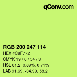 Color code: RGB 200 247 114 | qconv.com