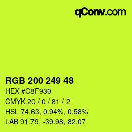 颜色代码: RGB 200 249 48 | qconv.com