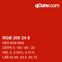 Color code: RGB 200 24 8 | qconv.com