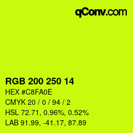 カラーコード: RGB 200 250 14 | qconv.com