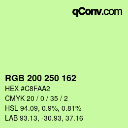 Color code: RGB 200 250 162 | qconv.com
