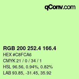 カラーコード: RGB 200 252.4 166.4 | qconv.com