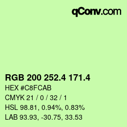 カラーコード: RGB 200 252.4 171.4 | qconv.com