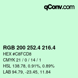 カラーコード: RGB 200 252.4 216.4 | qconv.com