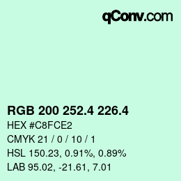 カラーコード: RGB 200 252.4 226.4 | qconv.com
