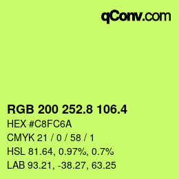 カラーコード: RGB 200 252.8 106.4 | qconv.com