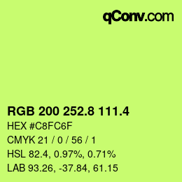 カラーコード: RGB 200 252.8 111.4 | qconv.com