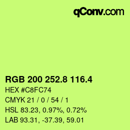 カラーコード: RGB 200 252.8 116.4 | qconv.com