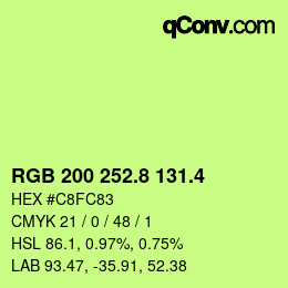 カラーコード: RGB 200 252.8 131.4 | qconv.com