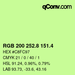 カラーコード: RGB 200 252.8 151.4 | qconv.com