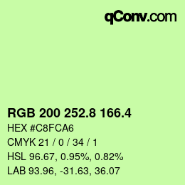 カラーコード: RGB 200 252.8 166.4 | qconv.com