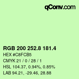 カラーコード: RGB 200 252.8 181.4 | qconv.com