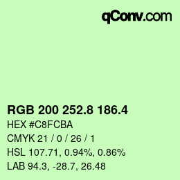 カラーコード: RGB 200 252.8 186.4 | qconv.com
