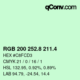 カラーコード: RGB 200 252.8 211.4 | qconv.com