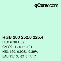 カラーコード: RGB 200 252.8 226.4 | qconv.com